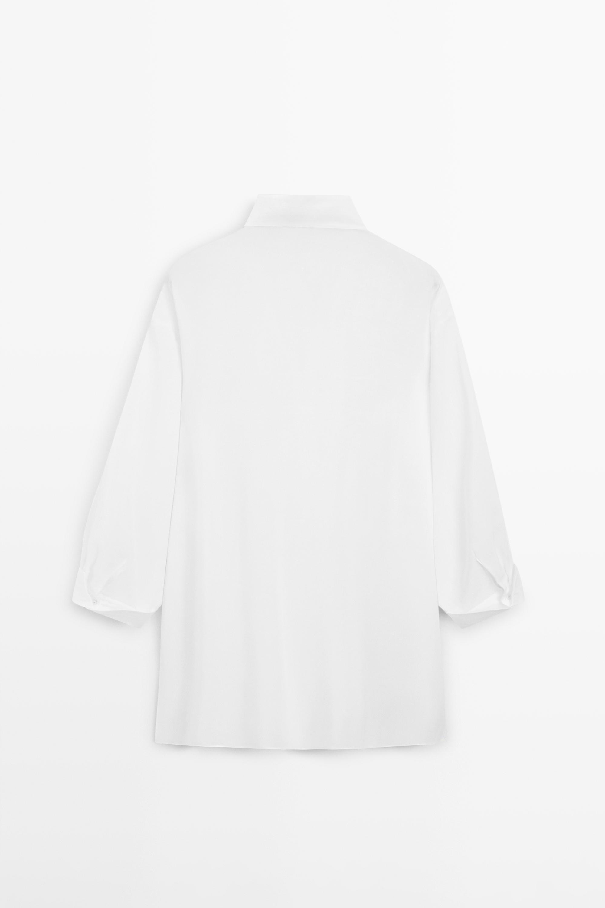 Flowing linen blend shirt with stand collar
